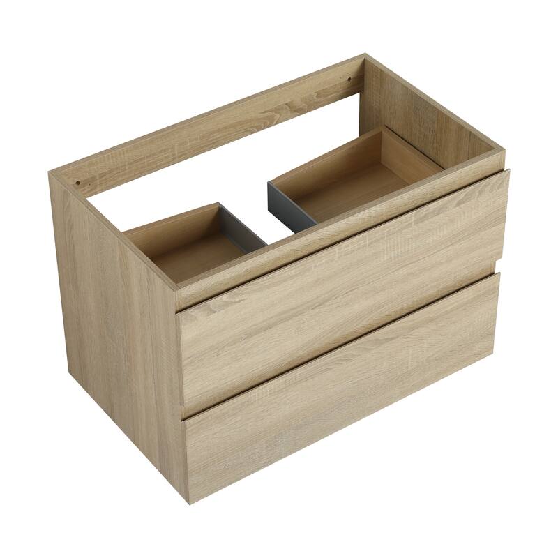 24" Floating Bathroom Vanity Cabinet with 2 Soft-Close Drawers, Wood Grain Design, Eco-Friendly Plywood