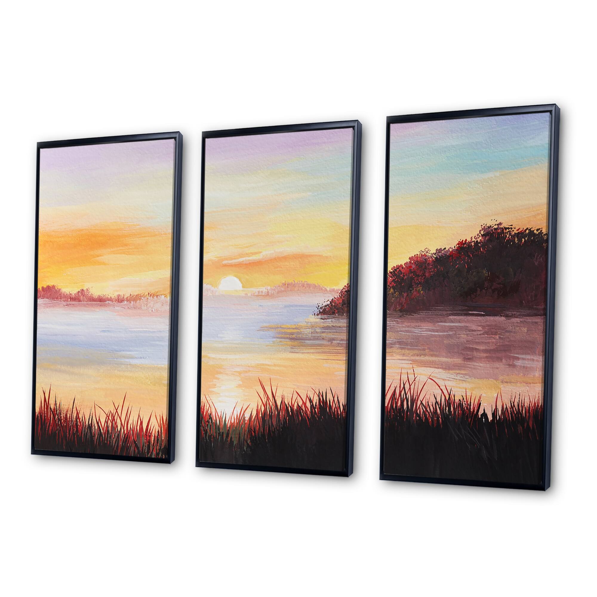 Designart "On The Lake With The Reeds" Nautical & Coastal Framed Wall