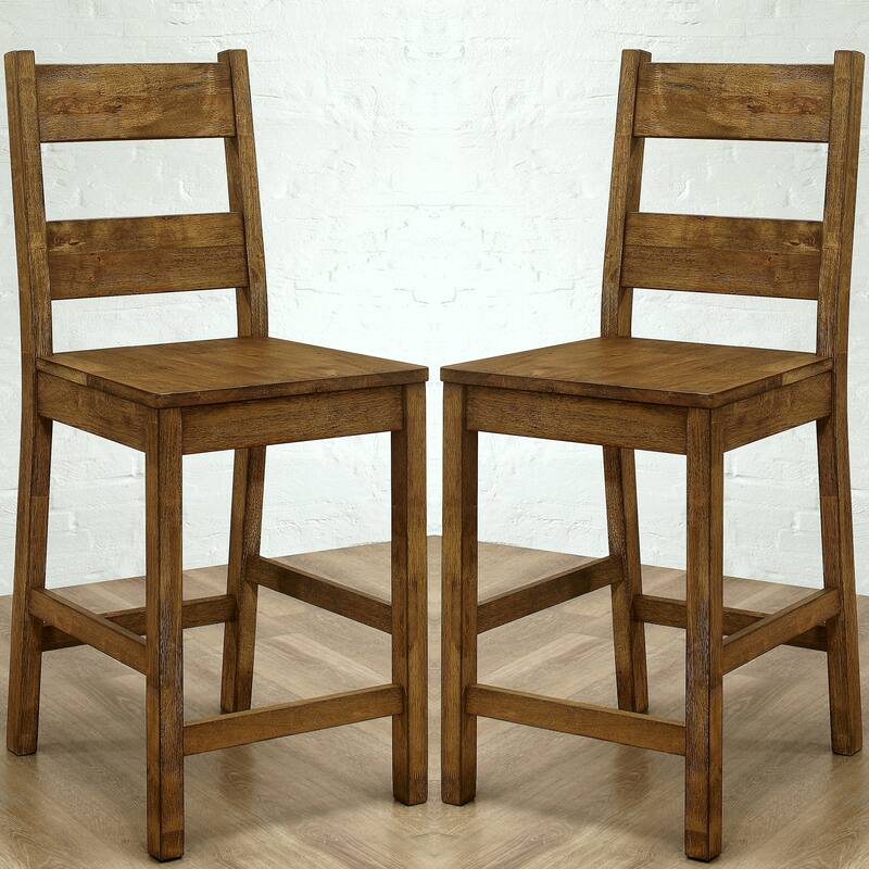 Rustic Mission Design Counter Height Ladder Back Dining Stools (Set of 2)