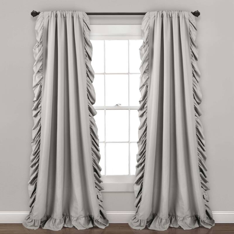 The Gray Barn Gila Ruffled Edge Curtain Panel Pair - 54X95 - Light Grey