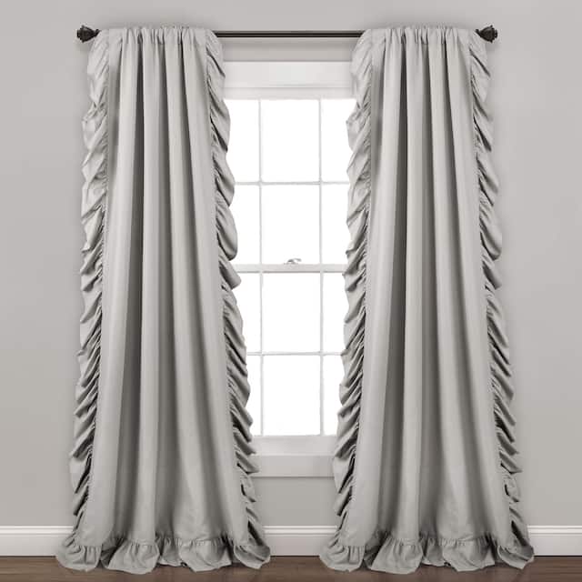 The Gray Barn Gila Ruffled Edge Curtain Panel Pair - 54X84 - Light Grey