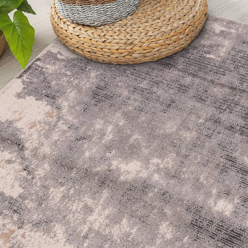World Rug Gallery Distressed Abstract Gray Area Rug