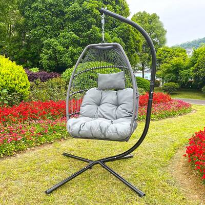 Rattan Swing Hammock Folding Hanging Egg Chair,With Cushion And Pillow