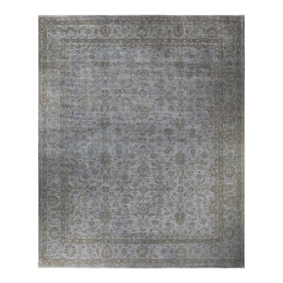 Overton Hand Knotted Wool Vintage Inspired Modern Contemporary Overdyed Beige Area Rug - 12' 1" x 14' 10"