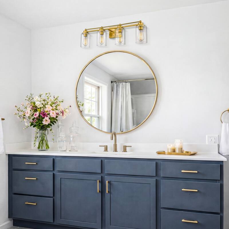 Bathroom Vanity Light,Wall Sconce Lamp Over Mirror with Clear Glass Shade