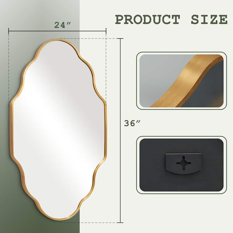 Scalloped Aluminum Alloy Framed Irregular Wall Mirror