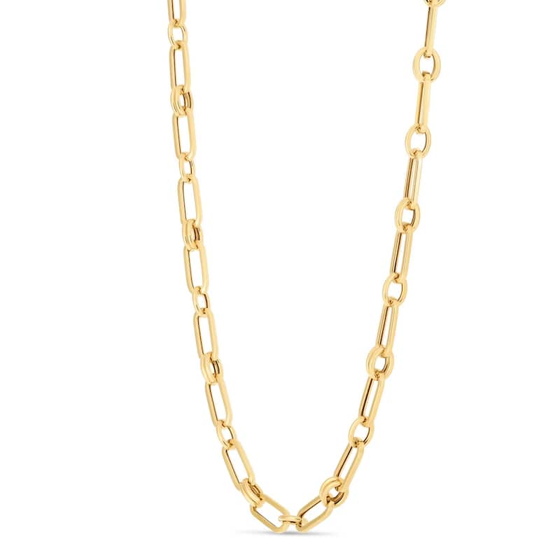 Curata 14k Yellow Gold 7.5" Paperclip Rondel Link Bracelet