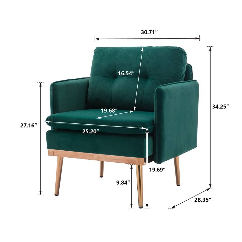 Velvet Upholstered Tufted Accent Chair With Rose Golden feet