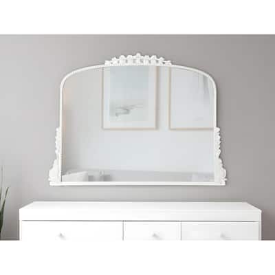 HomeRoots 35" White Arch Framed Accent Mirror
