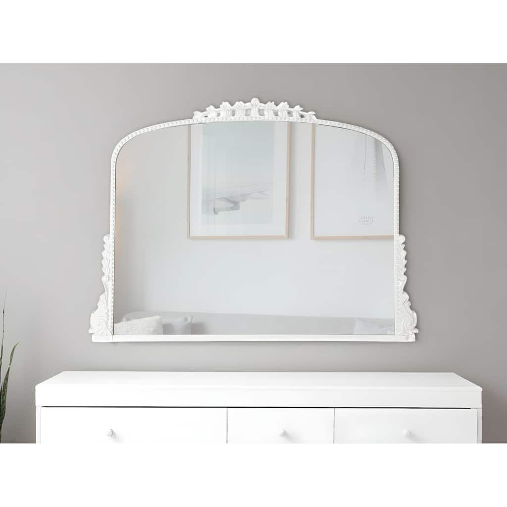 HomeRoots 35" White Arch Framed Accent Mirror