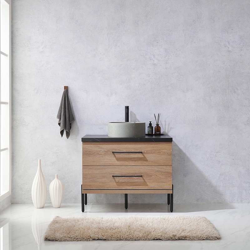 Trento Bath Vanity with Sintered Stone Top with Concrete Sink (R)