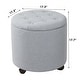 preview thumbnail 49 of 49, Adeco Faux Leather Round Storage Ottoman with Tufted