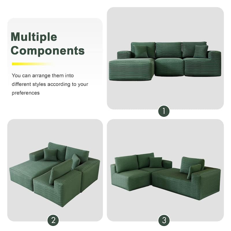 104" Modular Sectional Sofa with L-Shape Chaise Modern Upholstered Cloud Couches with Throw Pillows - 104 in.W x 23.6 in.H