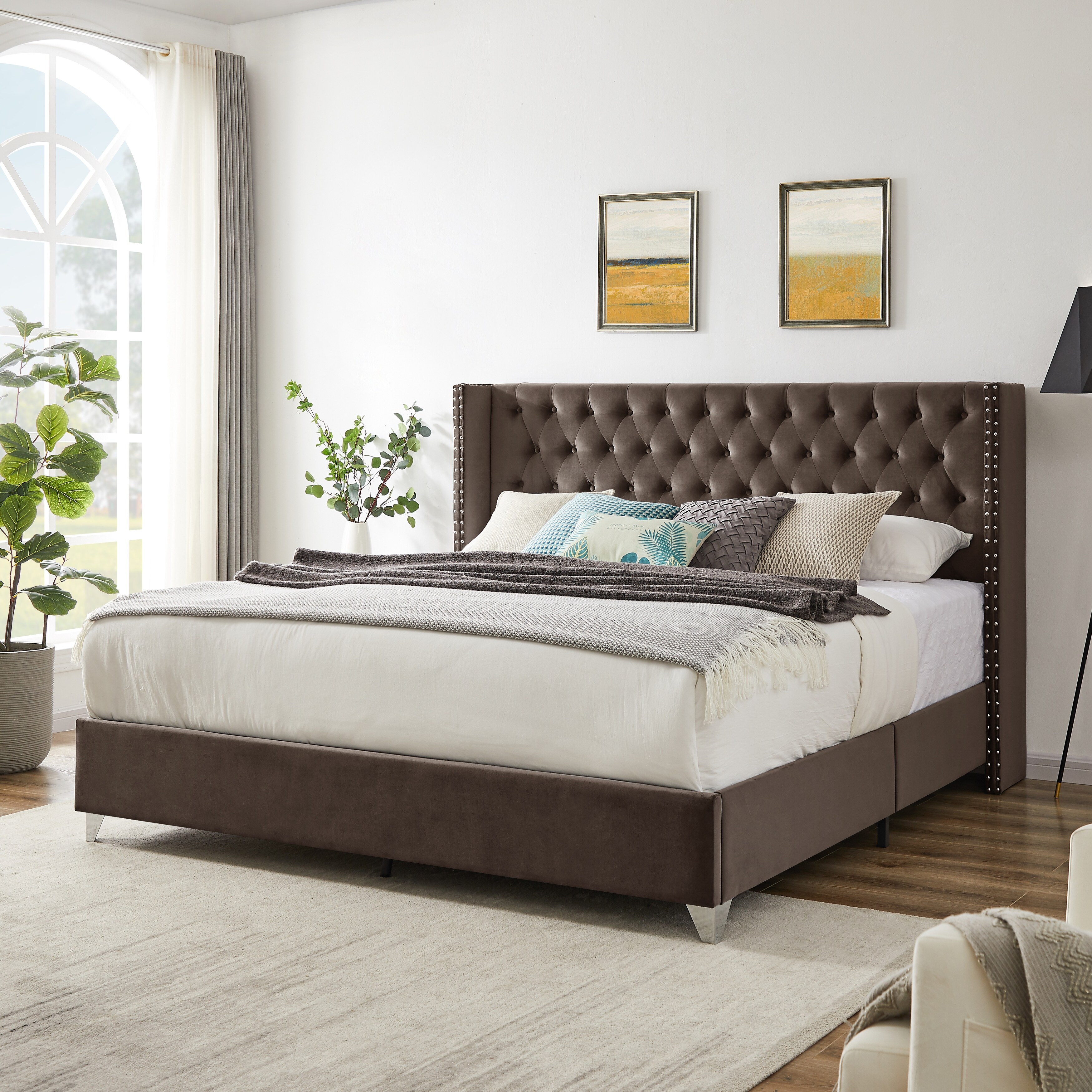 Wood clearance wingback bed