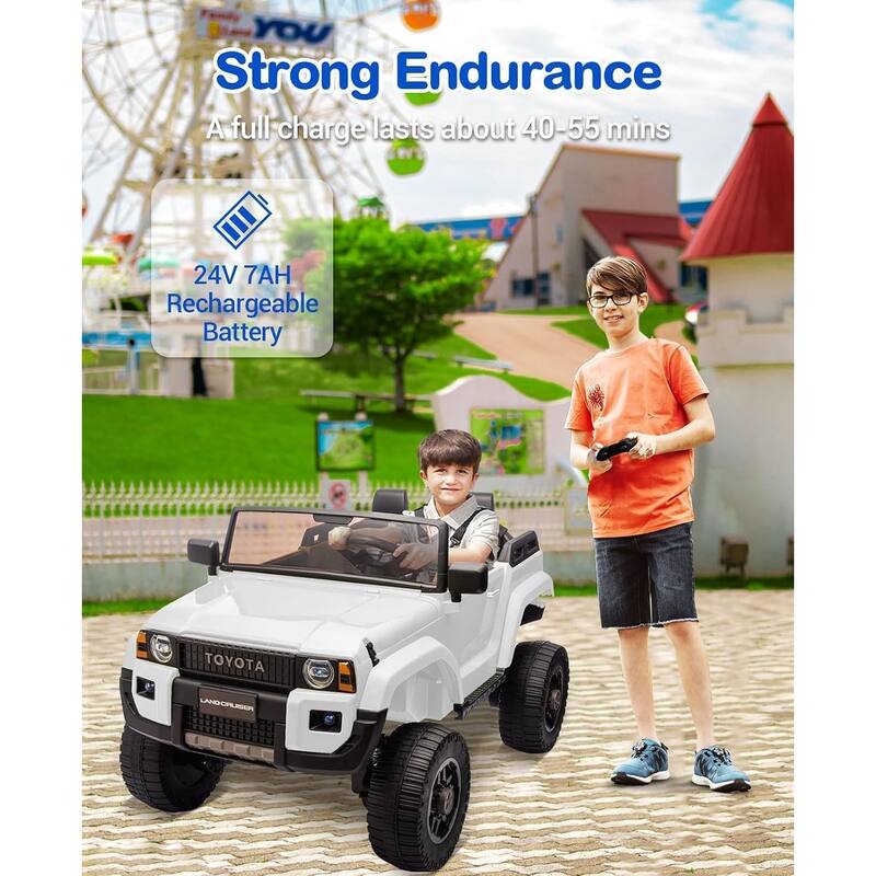 24v Ride On Toys for Big Kids,Licensed Toyota 2-Seater w/Remote Control, 4WD/2WD Switch, LED Lights