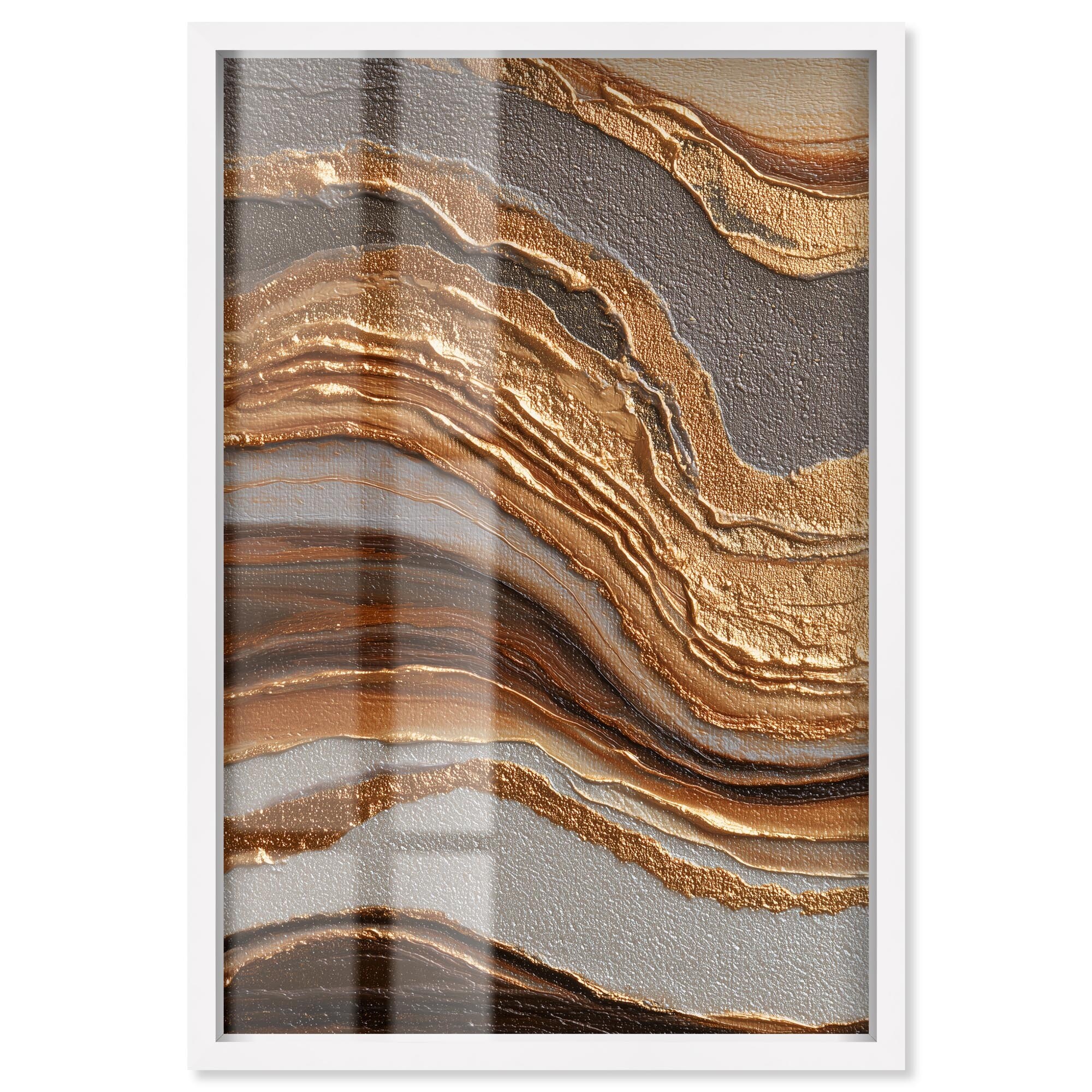 Flow in Gold Abstract Wall Art Shadowbox Print by Art Remedy