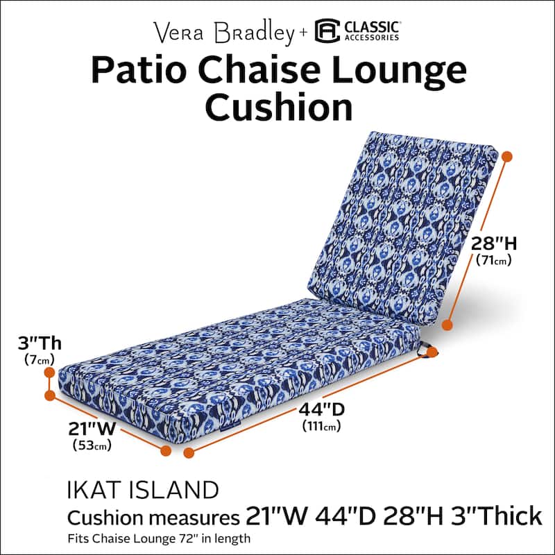 Vera Bradley by Classic Accessories Water-Resistant Patio Chaise Lounge Cushion