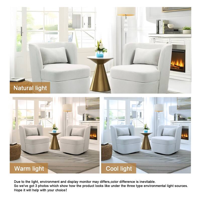 2Set 360°Swivel Barrel Chair with Cushion