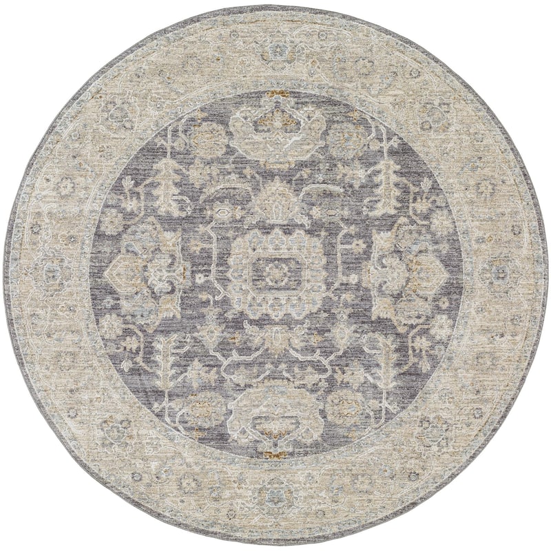 Livabliss Avant Garde Traditional Area Rug - 7'10" x 7'10" Round - Denim - Round