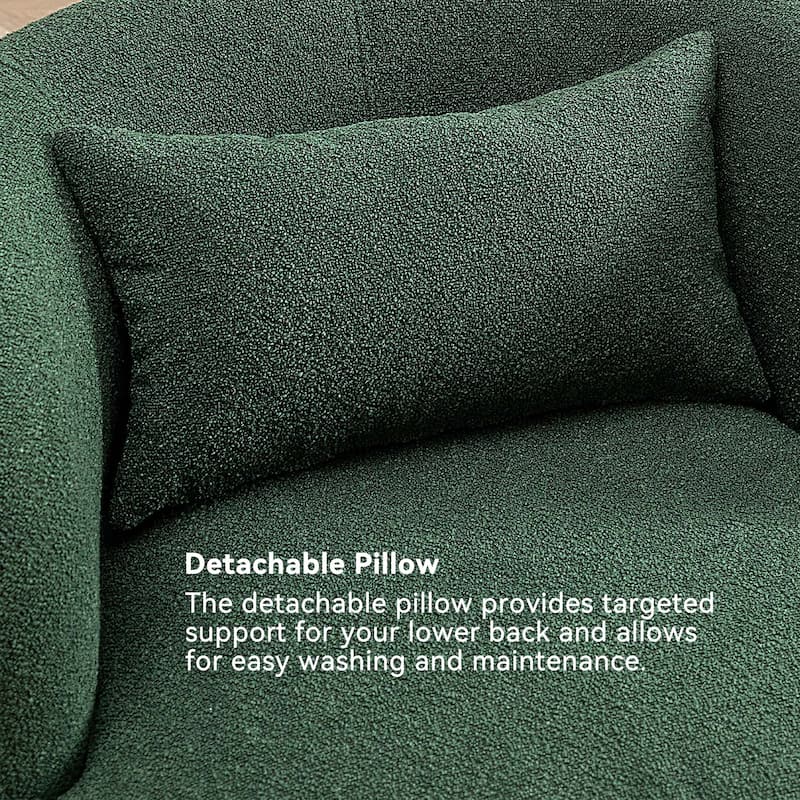 KINWELL 34" Sherpa Swivel Accent Chair Boucle Upholstered Armchair