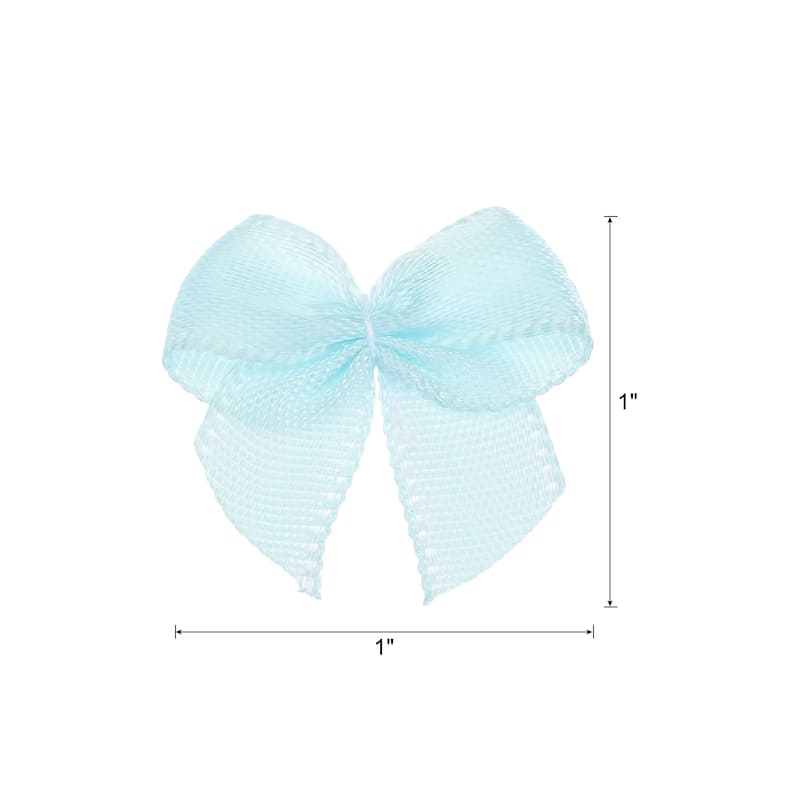 Mini Ribbon Bow 1" Mini Fabric Satin Ribbon Flower Bows - Blue - 80Pcs