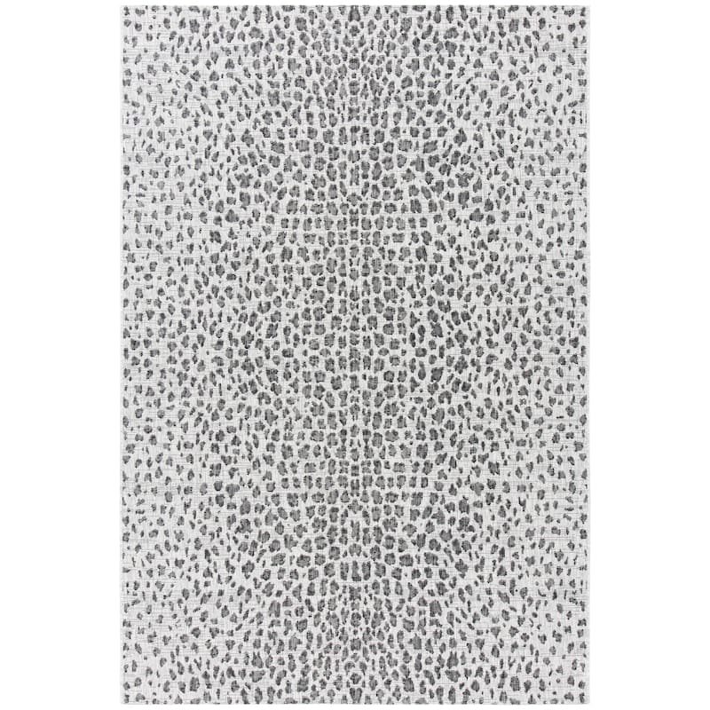 SAFAVIEH Courtyard Ruta Indoor/ Outdoor Waterproof Patio Backyard Rug - 2' x 3'7" - Grey/Black