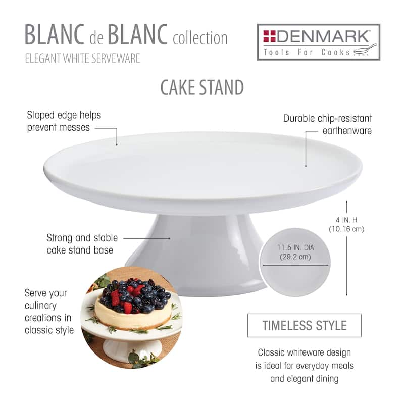 Denmark 11.5"x4" Round White Cake Stand - Blanc de Blanc Collection