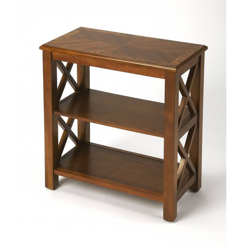 HomeRoots25" Brown Two Tier Standard Bookcase - 22