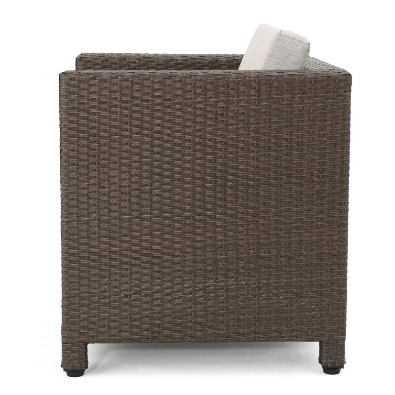 Puerta Outdoor 7-seater Cushioned Wicker Sofa Chat Set by Christopher Knight Home