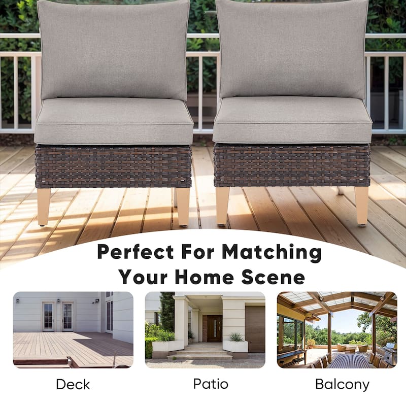 Gymojoy Outdoor Curved Sofa Set with Ottoman