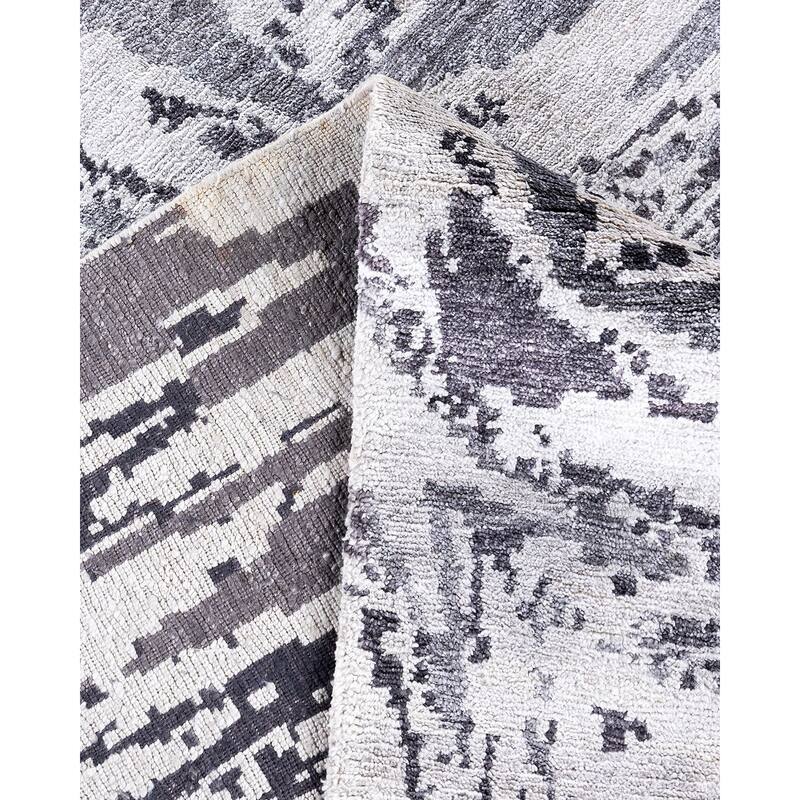 Modern One-of-a-Kind Hand-Knotted Area Rug, Ivory - 9' 0" x 12' 2"