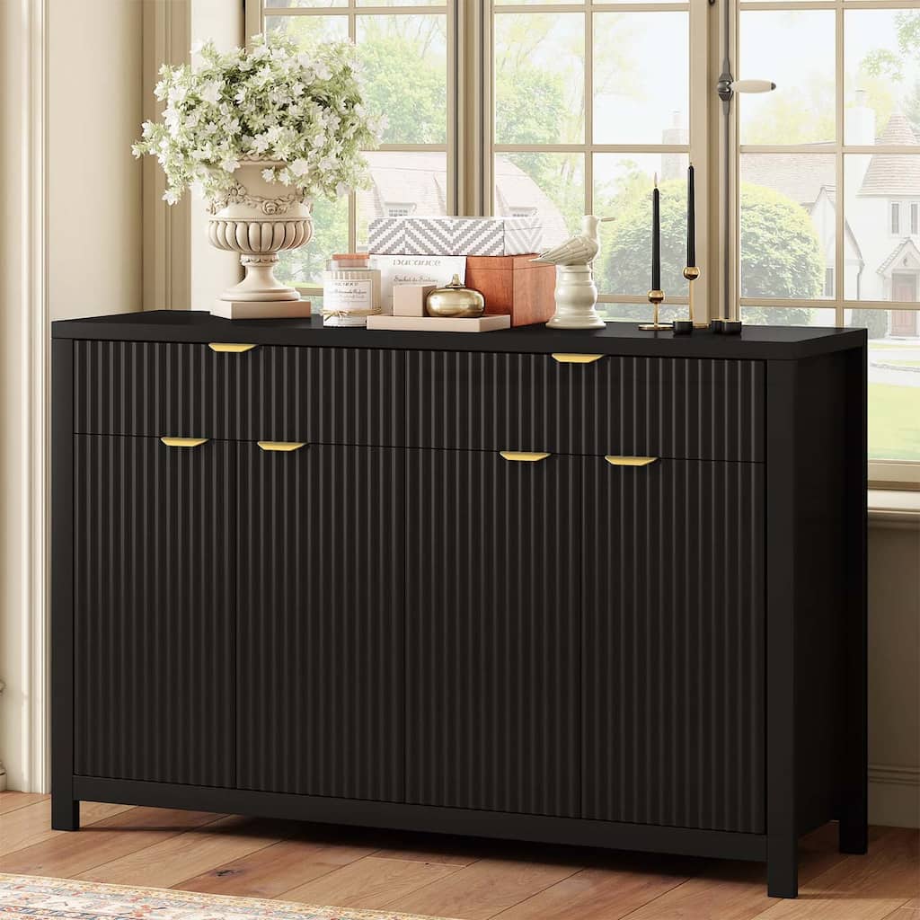 Wave-Pattern Sideboard Cabinet with Drawers Doors,for Versatile Living Spaces and Enhanced Storage