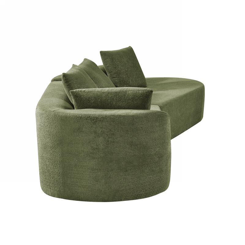 116" Curved Sectional Sofa with Chaise Lounge - High-Density Sponge Cushions, 2-Piece Set, Right-Hand Facing, Fully Assembled