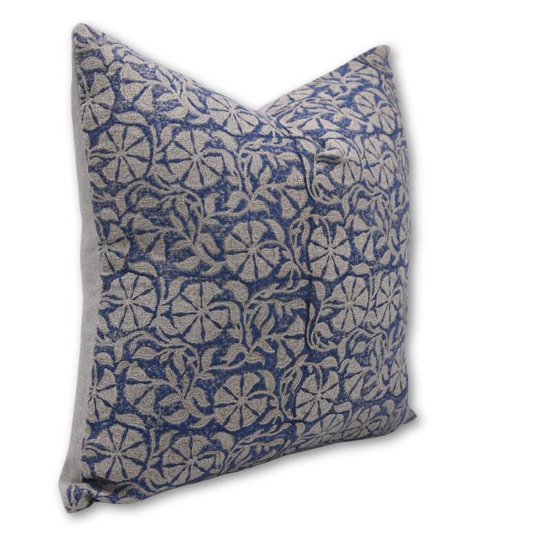 Fabdivine Floral Heavy Linen Cushion Cover Blue Cushioncase, Rudraksh