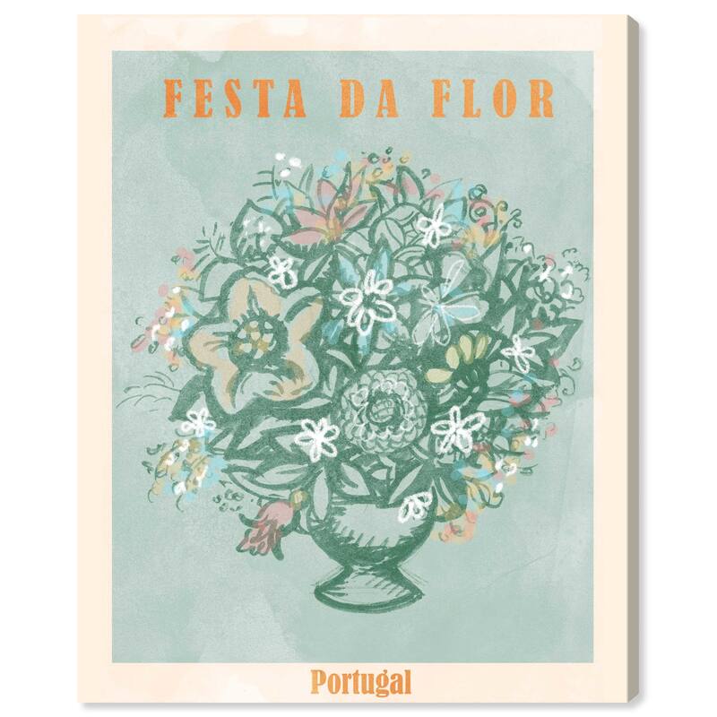 Wynwood Studio Canvas Floral and Botanical Festa da Flor Portugal Blue and Teal Modern & Contemporary Wall Art Canvas Print