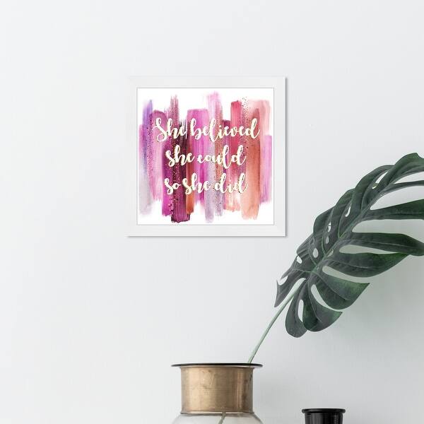 Shop Wynwood Studio She Believed She Could Abstract Typography And Quotes Wall Art Framed Print Empowered Women Pink Gold Overstock 31292803