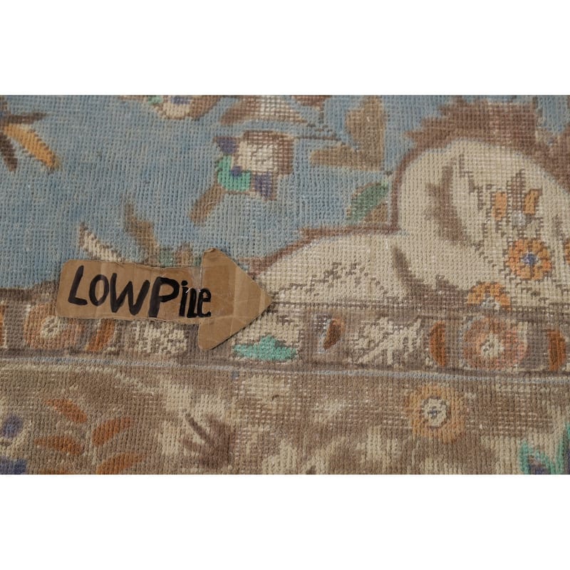 Light Blue Tabriz Persian Rug Traditional Hand-Knotted Wool Carpet - 9'9"x 12'9"