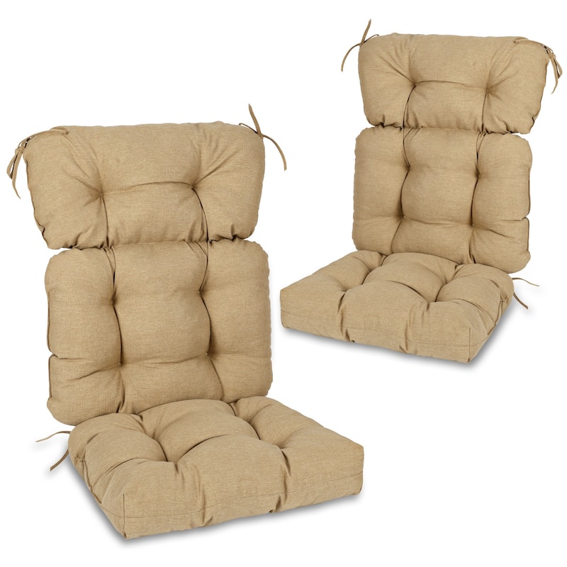 Aoodor Outdoor 45"x 22" x5" Tufted High Back Cushions Patio Replacement Chair Cushion with Ties, Set of 2 - 45" x 22" x 5" - Brown