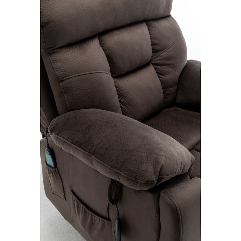 Velvet Wide Power Lift Recliner Chair with Heat, Massage, and Silent OKIN Motor