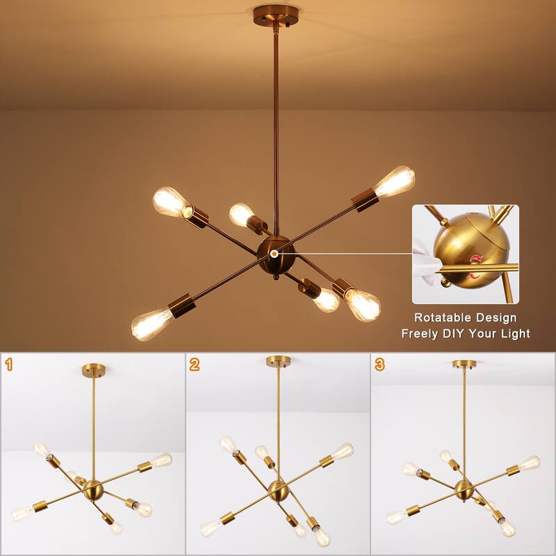 6-Light Sputnik Chandelier for Living Room Bedroom