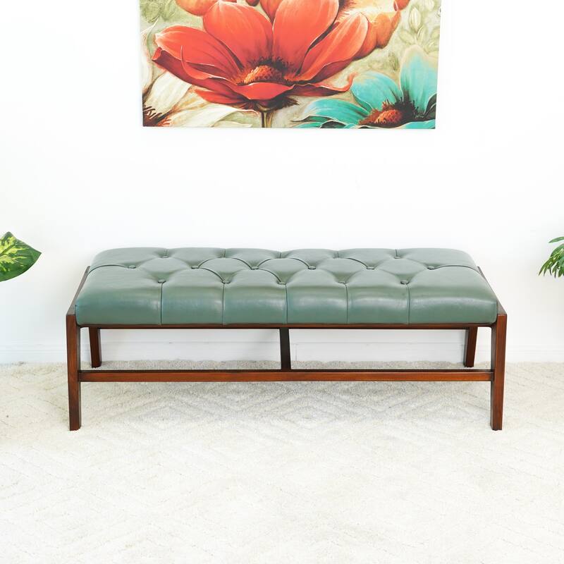 Royalmond Genuine Leather Bench w/Buttons in Green