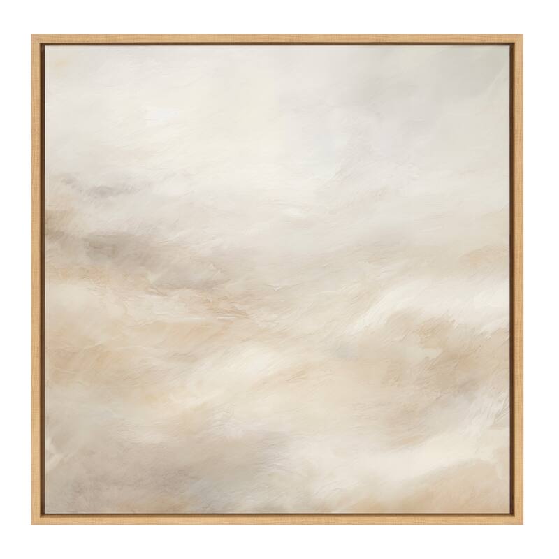 Kate and Laurel Sylvie Tonal White Beige Framed Canvas by Creative Bunch Studio