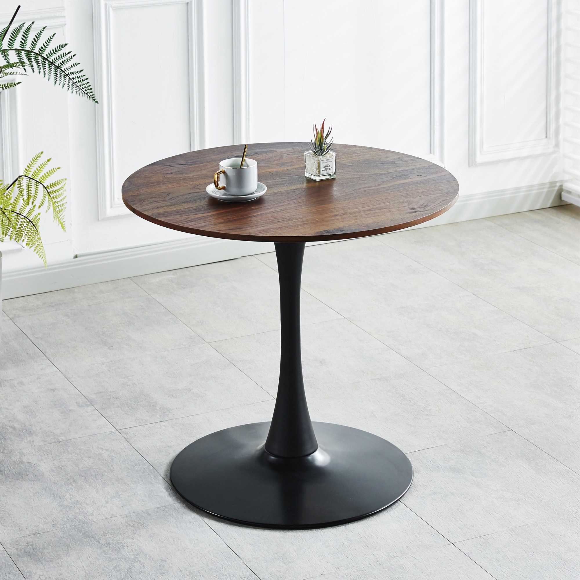 31.5"Top Tulip Table Mid-Century Dining Table For 2-4 People With Round Mdf Table Top, Pedestal Dining Table