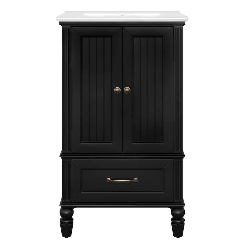 GDF Studio - Vicky Modern MDF 20-Inch Bathroom Vanity with Ceramic Sink and Magnetic Door Stopper