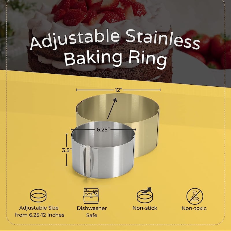 Round Stainless Steel Ring Adjustable Cake Mold Ring for Baking
