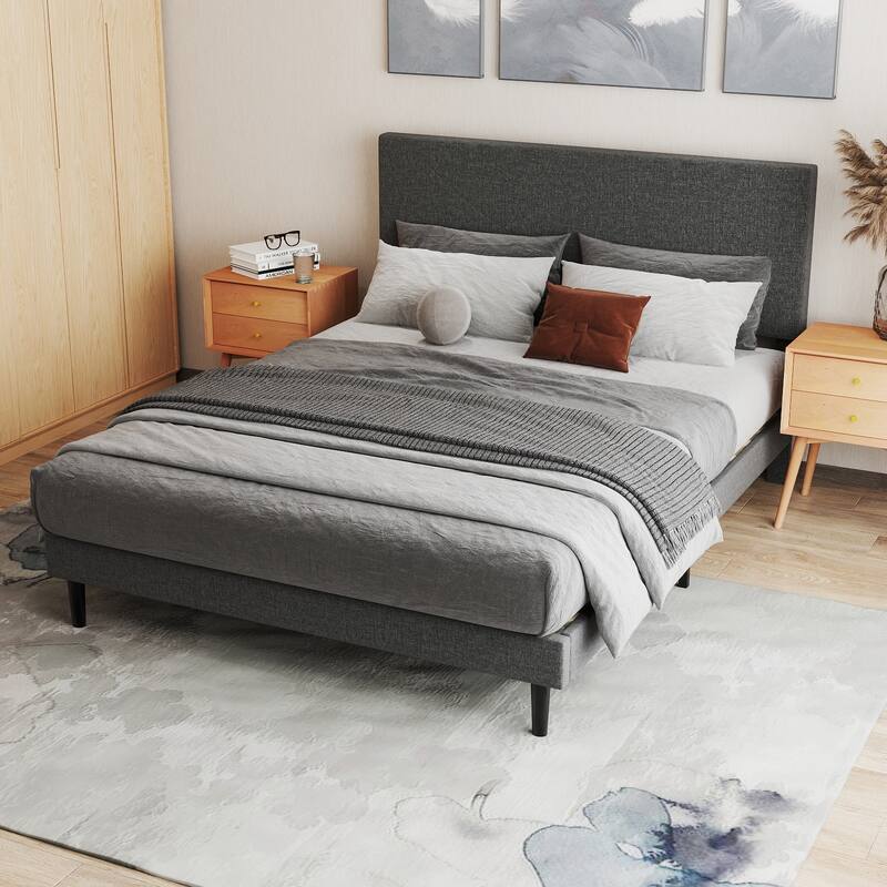 Homy Casa Platform Bed with LED Headboard & Charging Ports