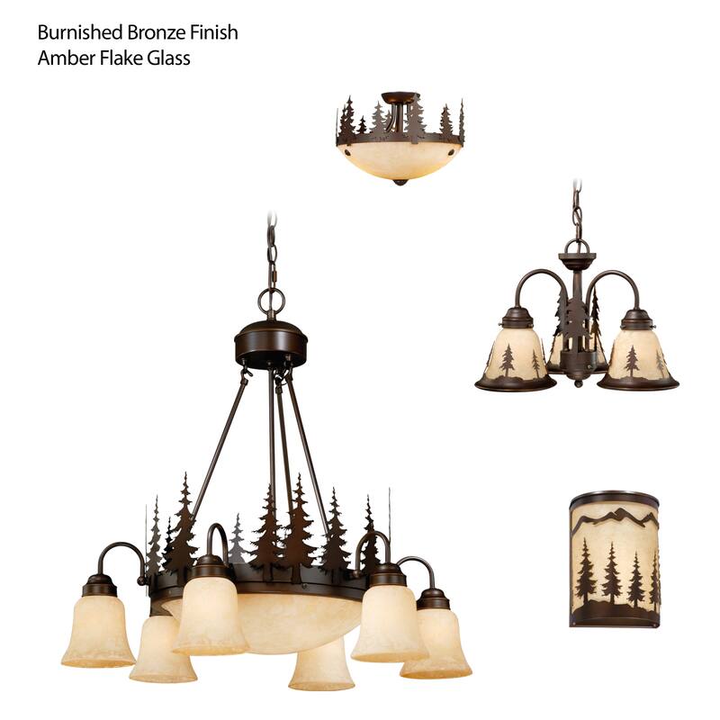 Yosemite 3L LED Bronze Rustic Tree Mini Chandelier or Fan Light Kit - 15.5-in W x 10.5-in H x 15.5-in D