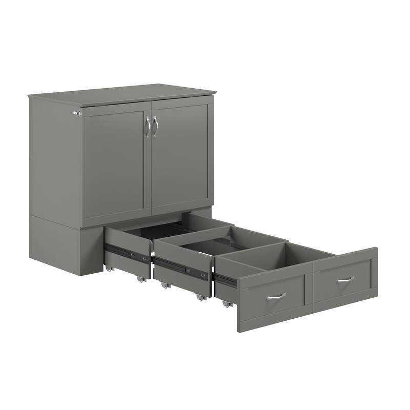 Murphy Bed Chest with Mattress & Charging - Space Saving Folding Bed