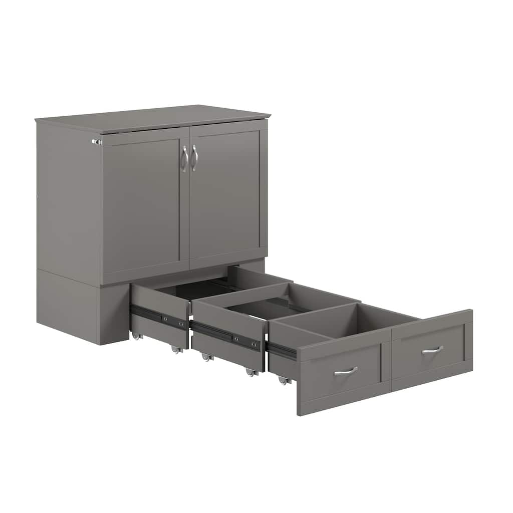 Murphy Bed Chest with Mattress & Charging - Space Saving Folding Bed