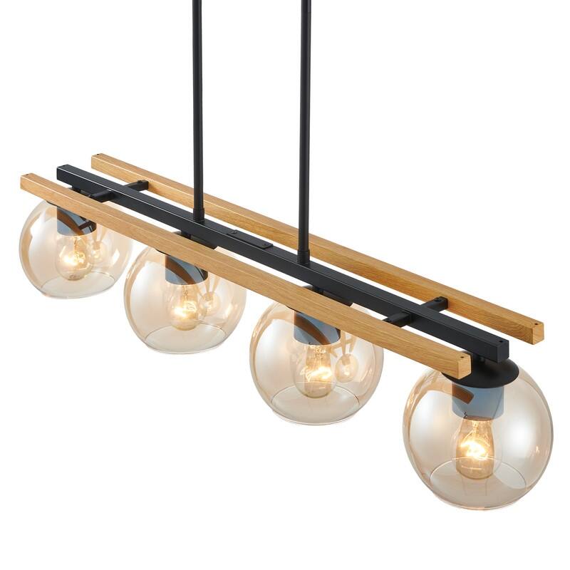 KAWOTI 4-Light Island Pendant Light with Tawny Glass Globes - L36 x W6.25 x H53.75